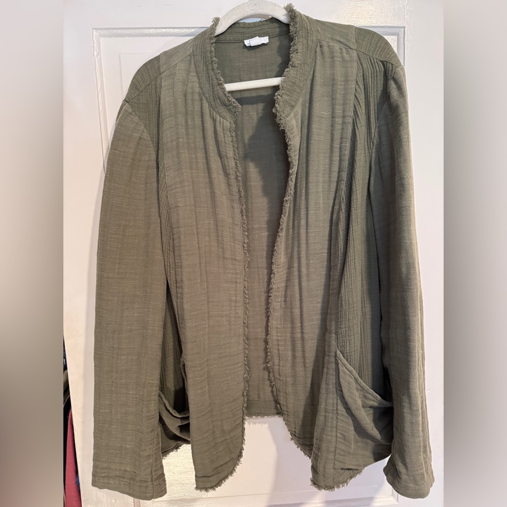 J. Jill Olive Open-Front Blazer